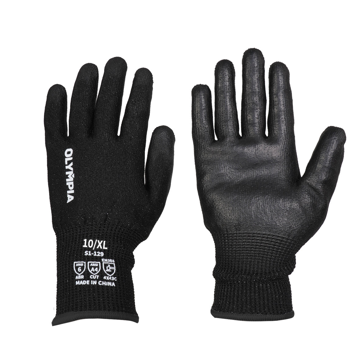 Cut-Resistant Gloves, XL/10, Sandy, Black, Cut Level A4, 12 Pairs