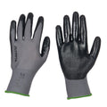 Nitrile Dipped Knit Gloves, S/7, Smooth, Gray/Black, 12 Pairs