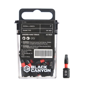Impact Screwdriver Bits, Square SQ1, 1/4