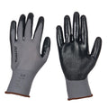 Nitrile Dipped Knit Gloves, M/8, Smooth, Gray/Black, 12 Pairs
