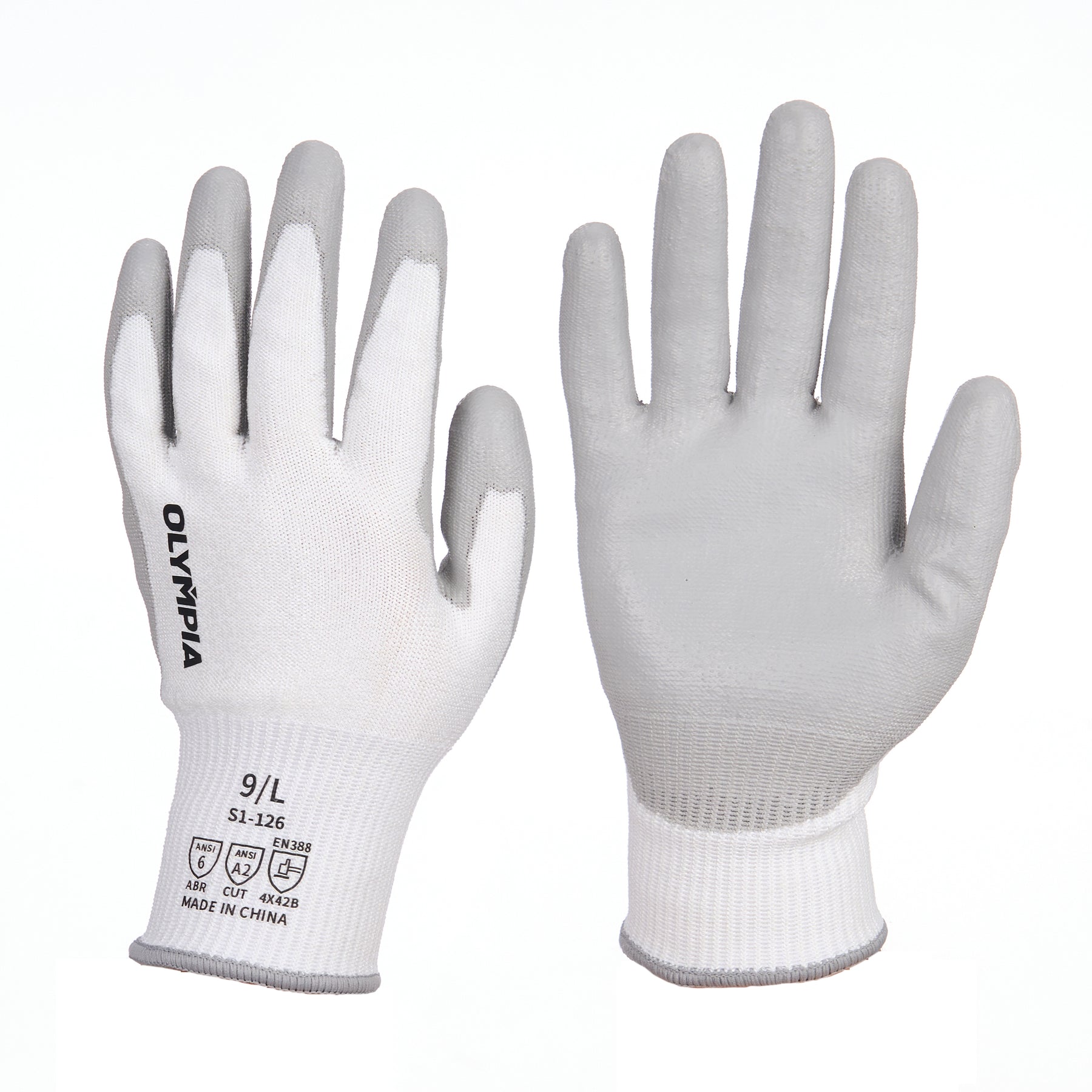 Cut-Resistant Gloves, L/9, Sandy, White/Gray, Cut Level A2, 12 Pairs