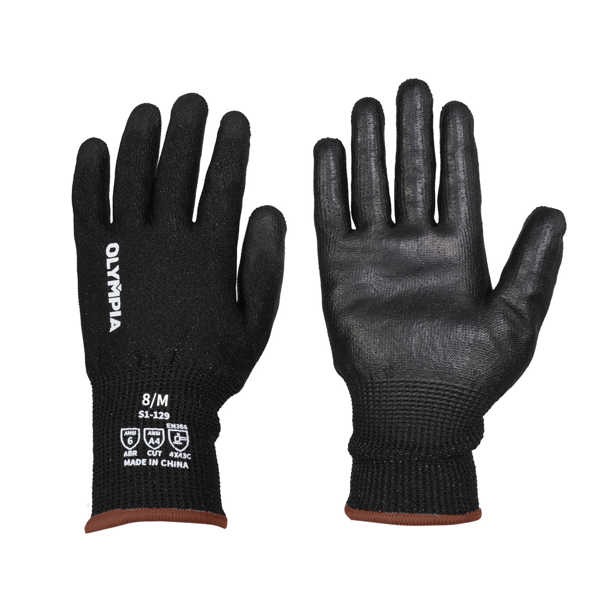Cut-Resistant Gloves, M/8, Sandy, Black, Cut Level A4, 12 Pairs