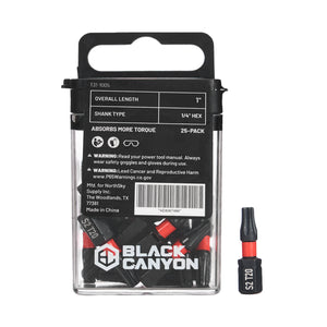Impact Screwdriver Bits, Torx T20, 1/4