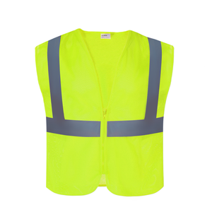 High-Visibility Vest, ANSI Class 2, Lime, 2XL, Zipper, Bag of 10