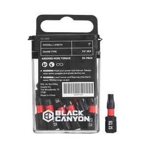 Impact Screwdriver Bits, Torx T25, 1/4
