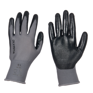 Nitrile Dipped Knit Gloves, L/9, Smooth, Gray/Black, 12 Pairs