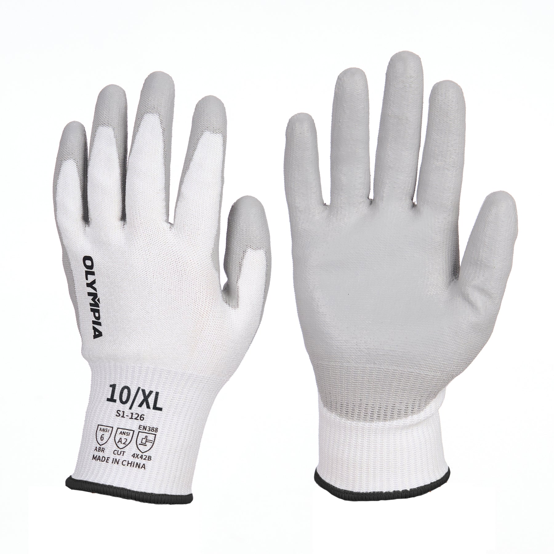 Cut-Resistant Gloves, XL/10, Sandy, White/Gray, Cut Level A2, 12 Pairs
