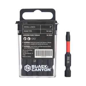 Impact Screwdriver Bits, Square SQ2, 1/4
