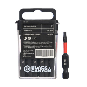 Impact Screwdriver Bits, Torx T15, 1/4