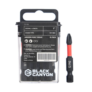 Impact Screwdriver Bits, Phillips PH2, 1/4
