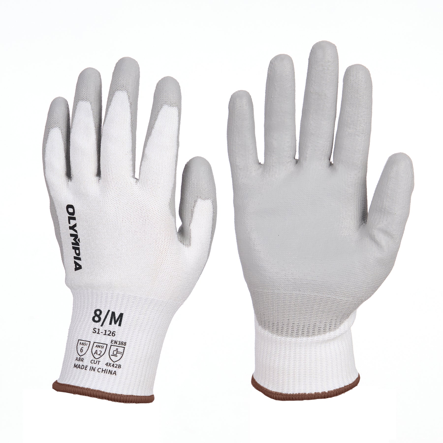 Cut-Resistant Gloves, M/8, Sandy, White/Gray, Cut Level A2, 12 Pairs