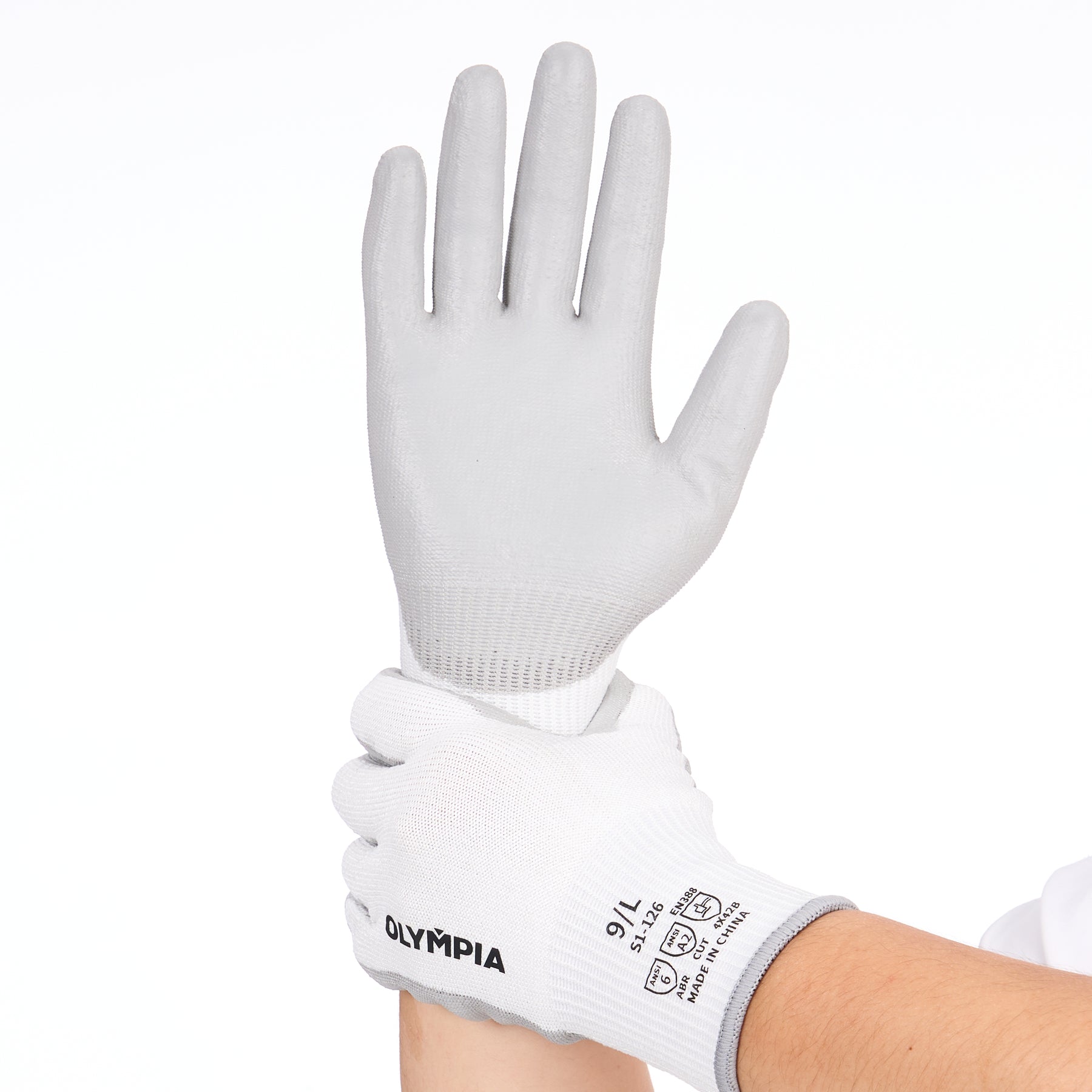 Cut-Resistant Gloves, L/9, Sandy, White/Gray, Cut Level A2, 12 Pairs
