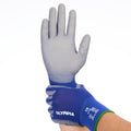 Polyurethane Dipped Gloves, 18ga, Anti-Slip, S/7, Blue/Gray, 12 pairs