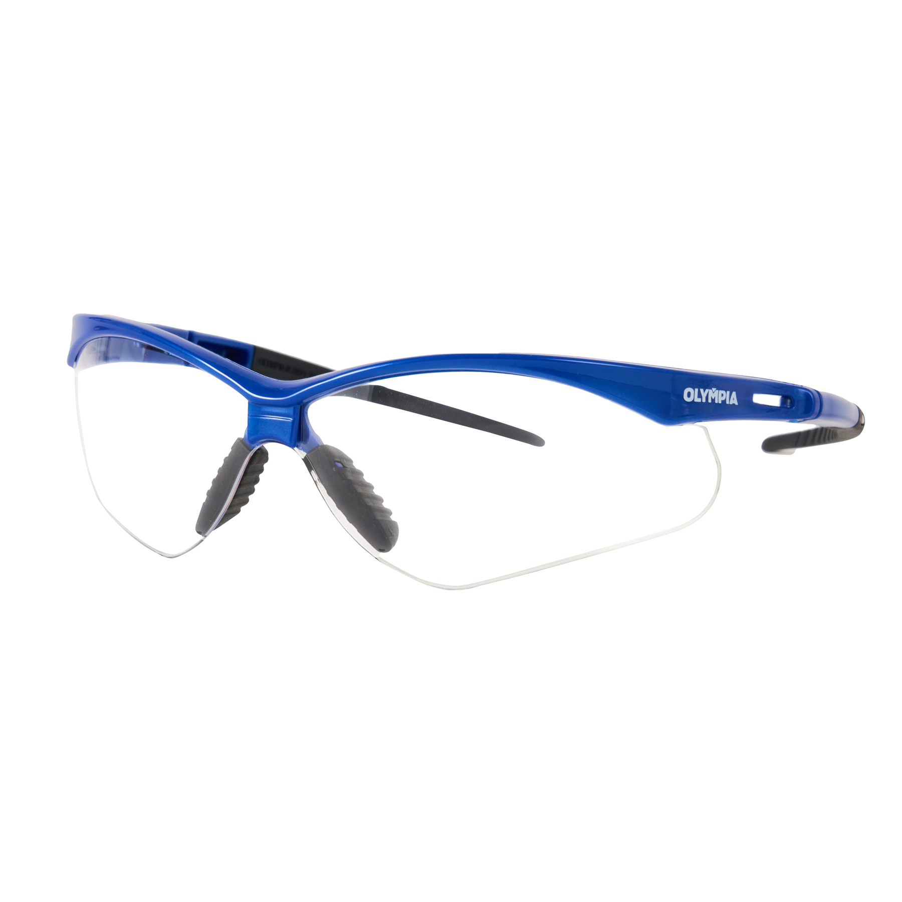 Safety Glasses, Half Frame, Anti-Scratch/Anti-Fog, Blue, 1 pair