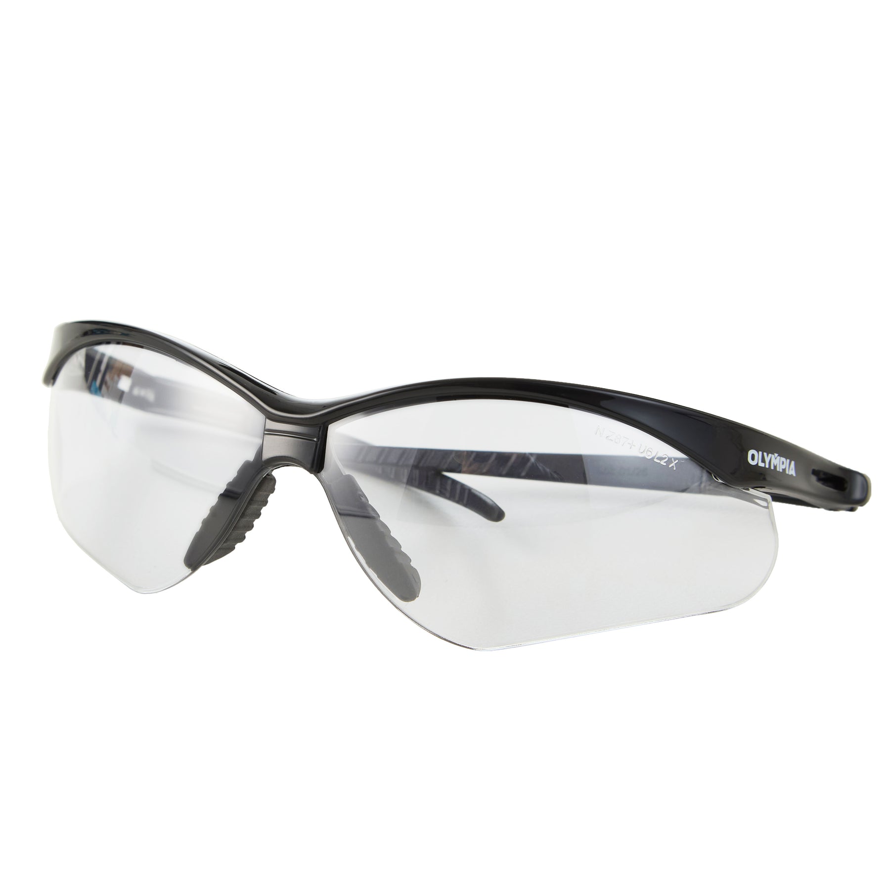 Safety Glasses, Anti-Scratch/Anti-Fog, Half-Frame, Black, 1 Pair