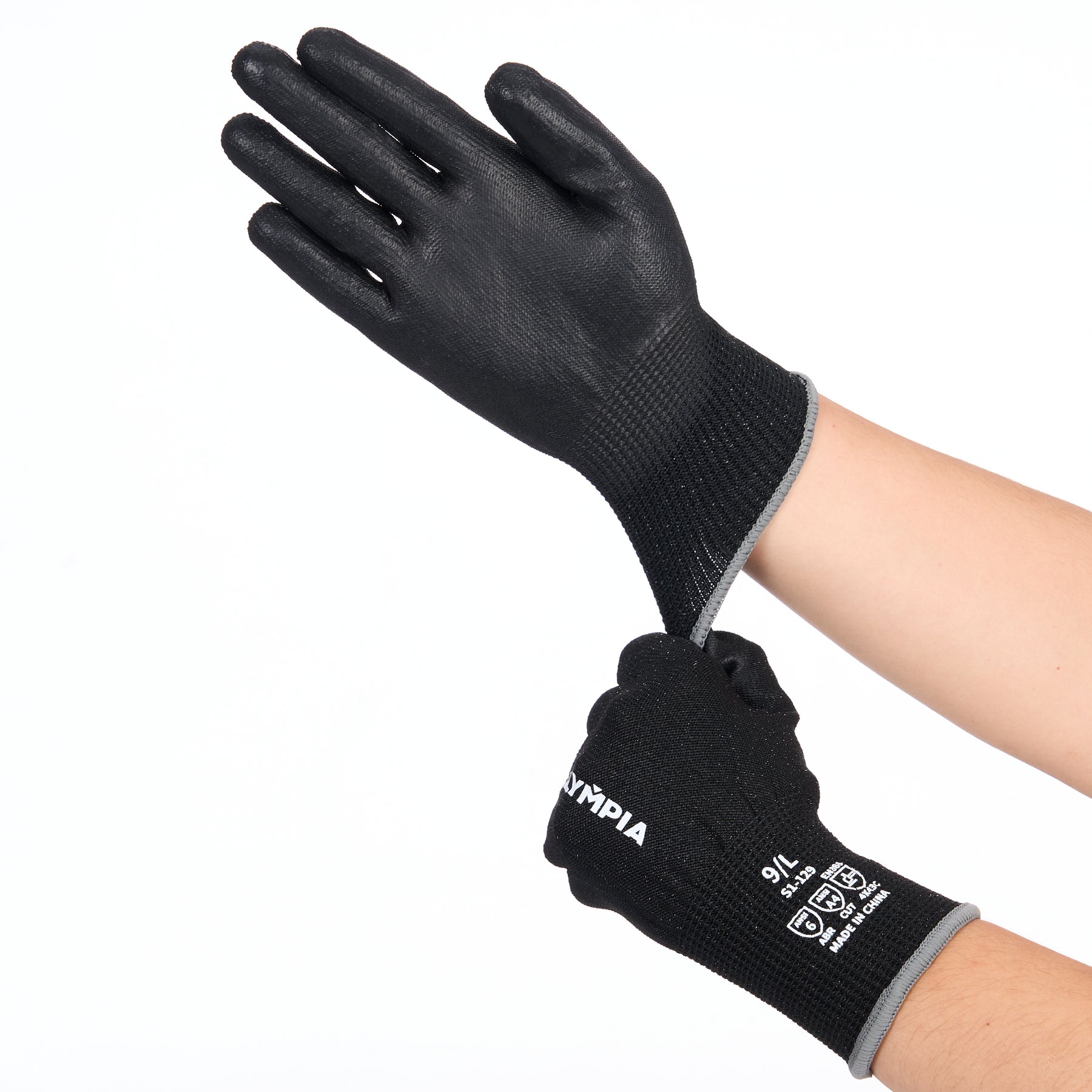 Cut-Resistant Gloves, L/9, Sandy, Black, Cut Level A4, 12 Pairs