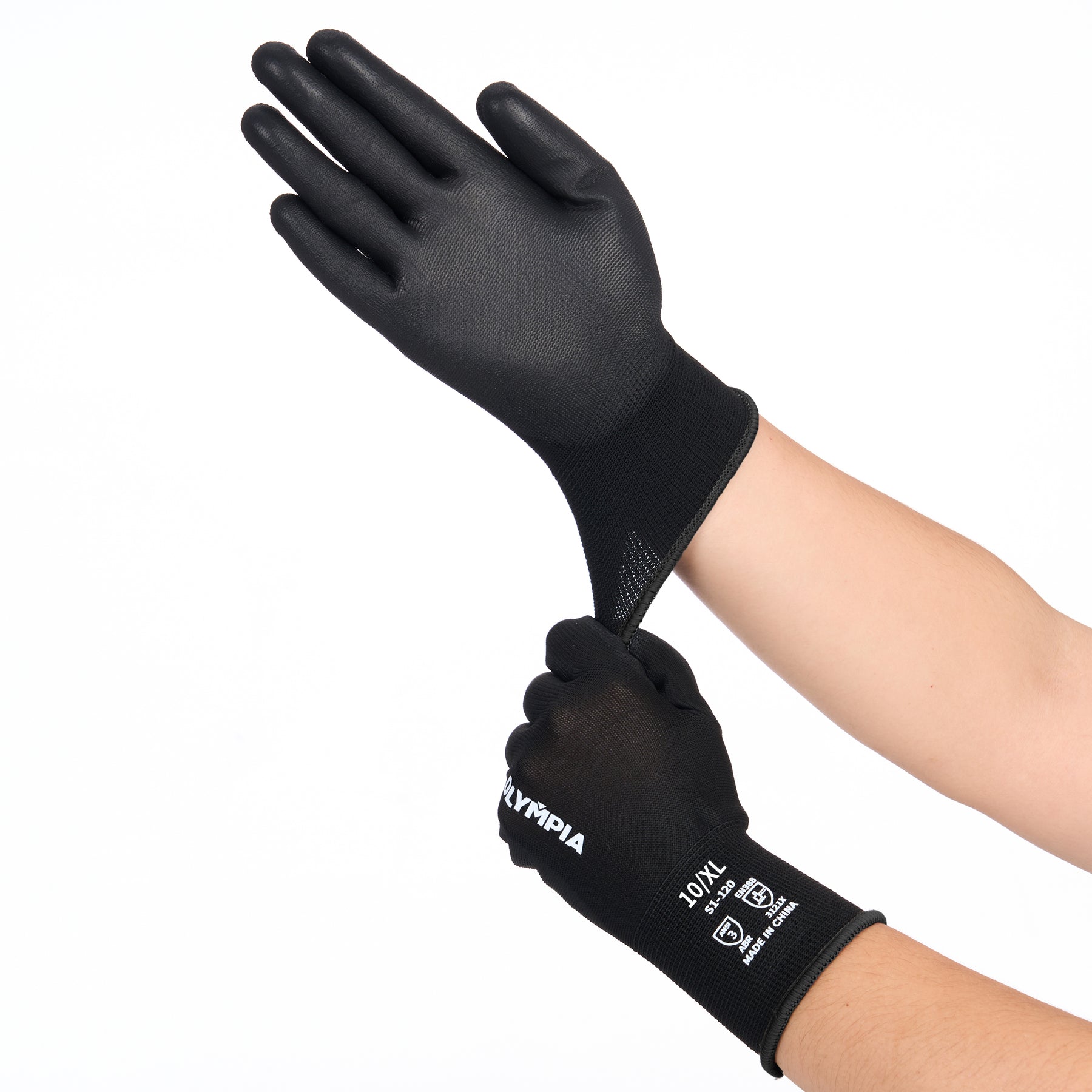 Polyurethane Dipped Gloves, 13ga, Anti-Slip, XL/10, Black, 12 pairs