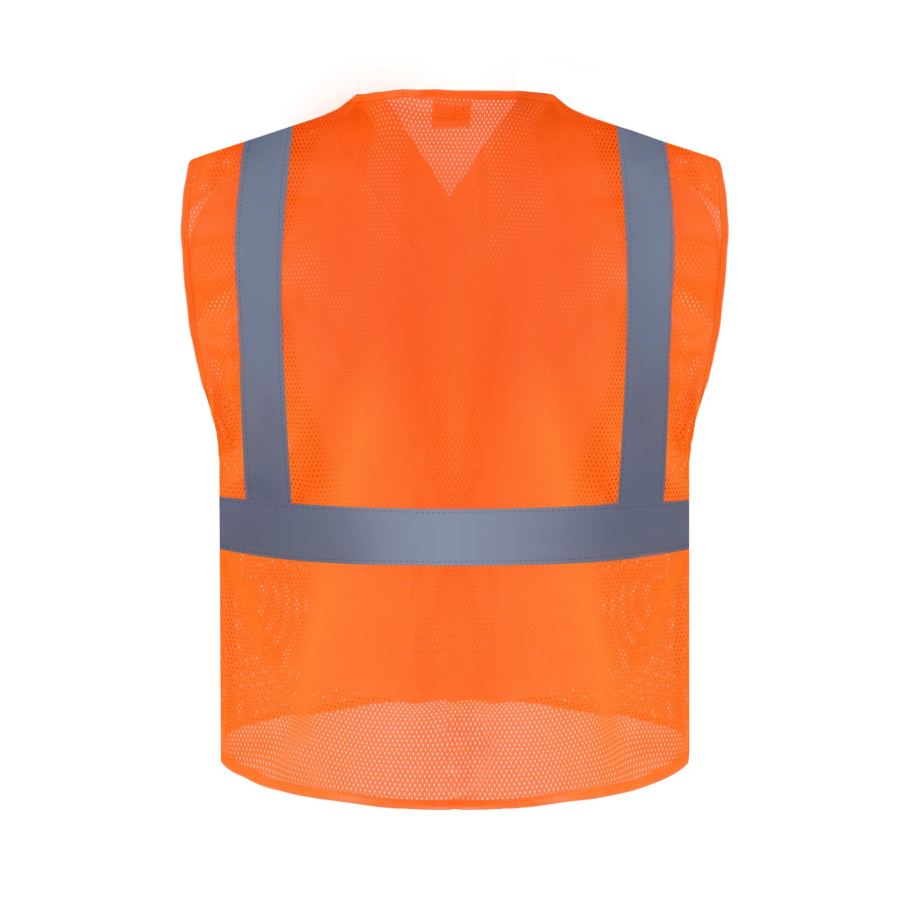 High-Visibility Vest, ANSI Class 2, Orange, L, Zipper, Bag of 10