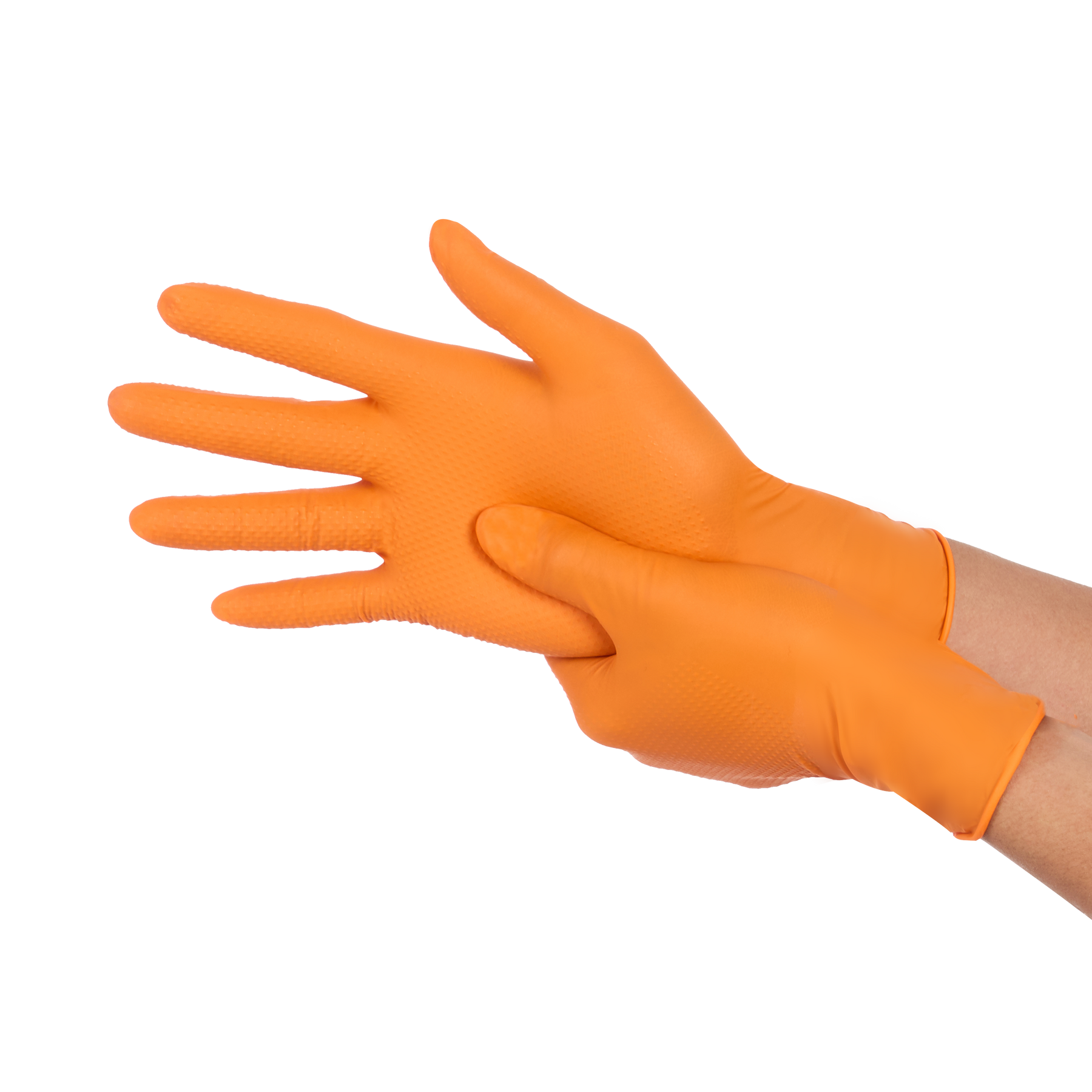 Disposable Nitrile Gloves, 8 mil, Diamond, Orange, M/8, 100 count