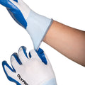 Nitrile Dipped Knit Gloves, L/9, Smooth, White/Blue, 12 Pairs