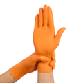 Disposable Nitrile Gloves, 6 mil, Diamond, Orange, S/7, 100 count