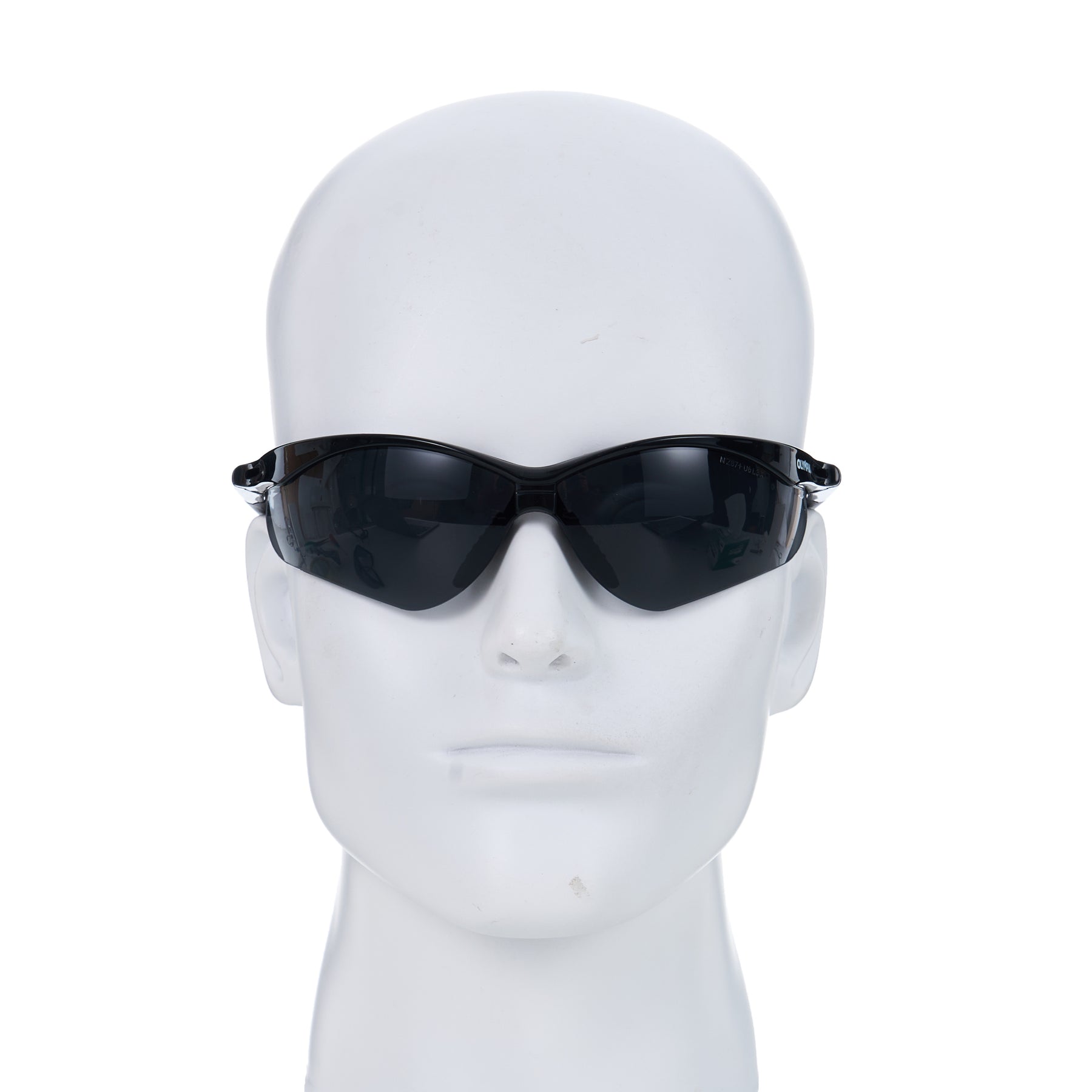 Half-Frame Glasses, Anti-Scratch, Anti-Fog, Smoke, Blk, 1 ct