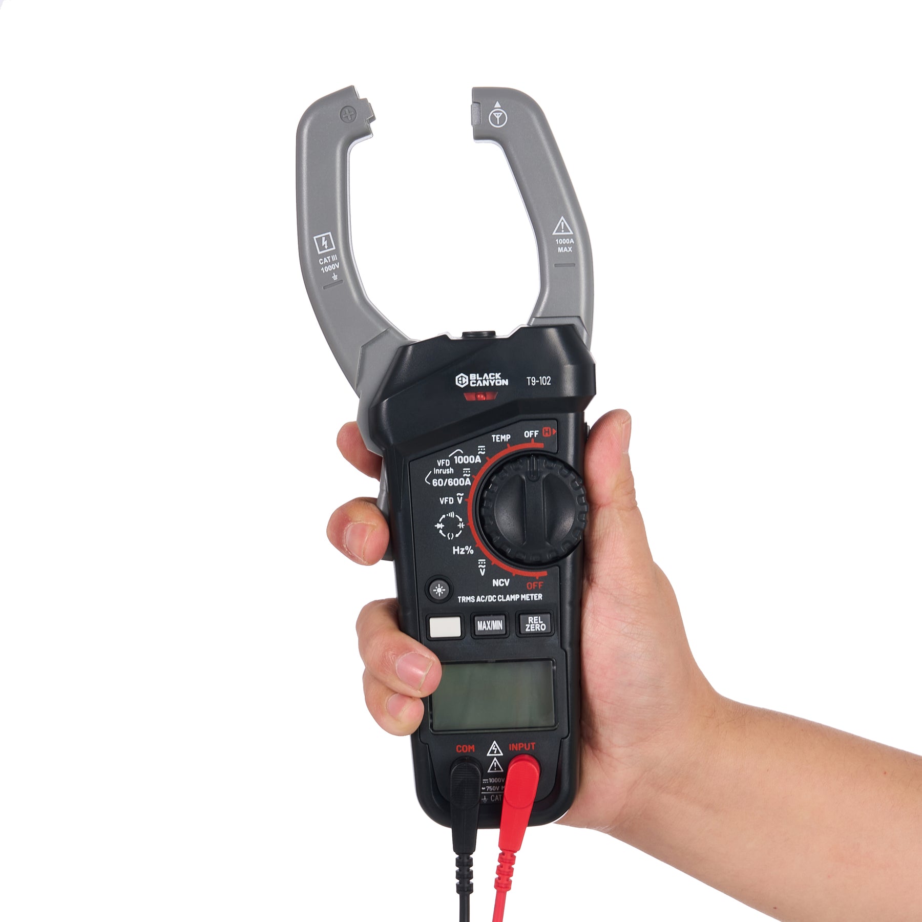 Digital Clamp Meter w/ LCD Display, 1000A, CAT III, Clamp Jaw