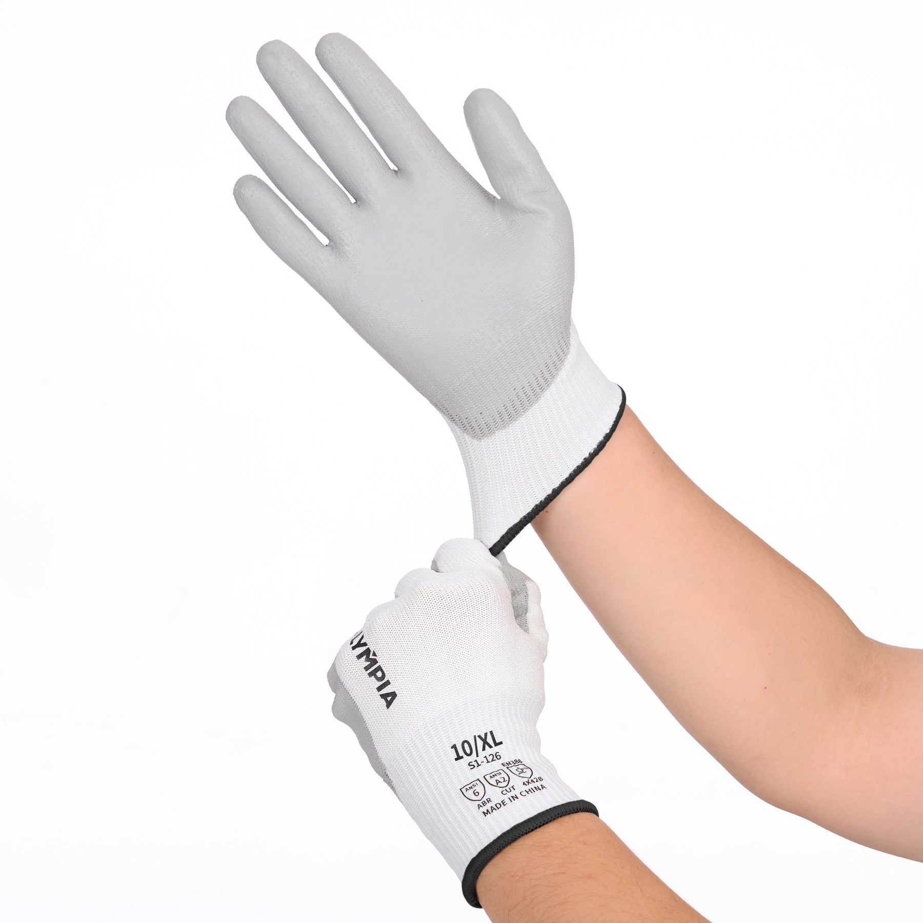 Cut-Resistant Gloves, XL/10, Sandy, White/Gray, Cut Level A2, 12 Pairs