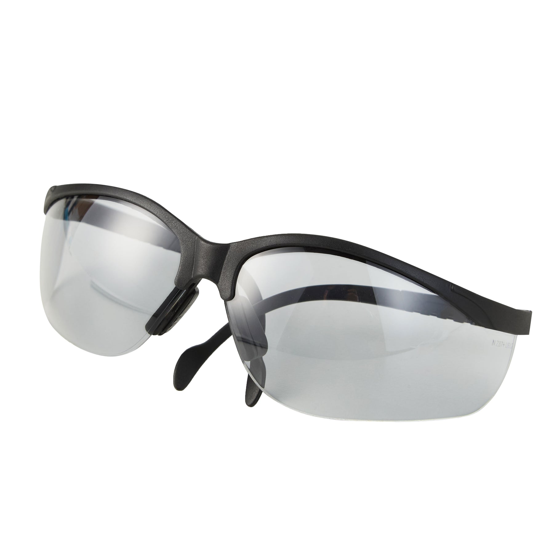 Safety Glasses, Anti-Scratch/Anti-Fog, Half-Frame, Black, 1 Pair