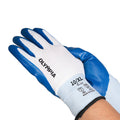 Nitrile Dipped Knit Gloves, XL/10, Smooth, White/Blue, 12 Pairs