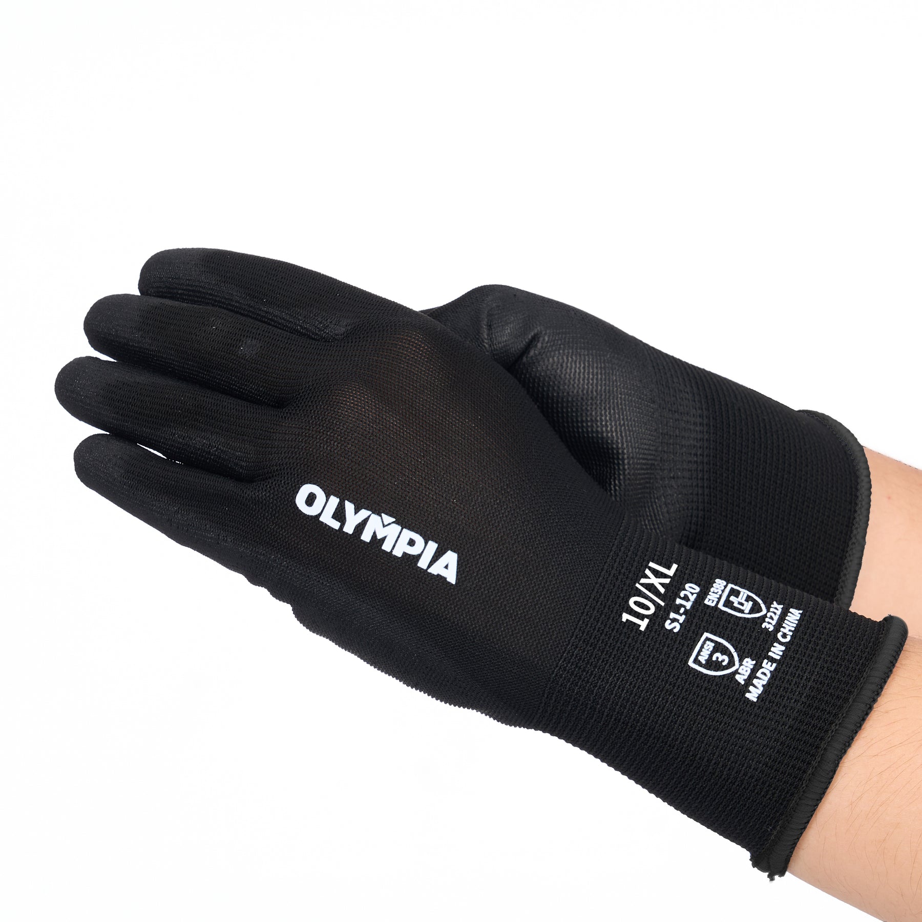 Polyurethane Dipped Gloves, 13ga, Anti-Slip, XL/10, Black, 12 pairs