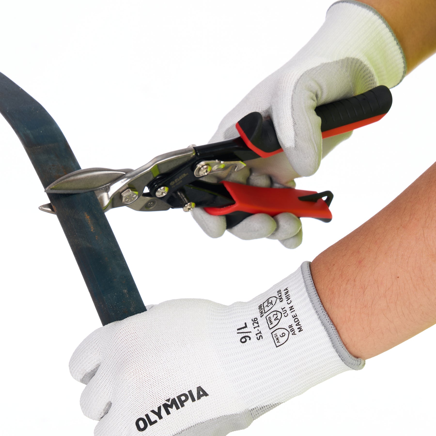 Cut-Resistant Gloves, L/9, Sandy, White/Gray, Cut Level A2, 12 Pairs