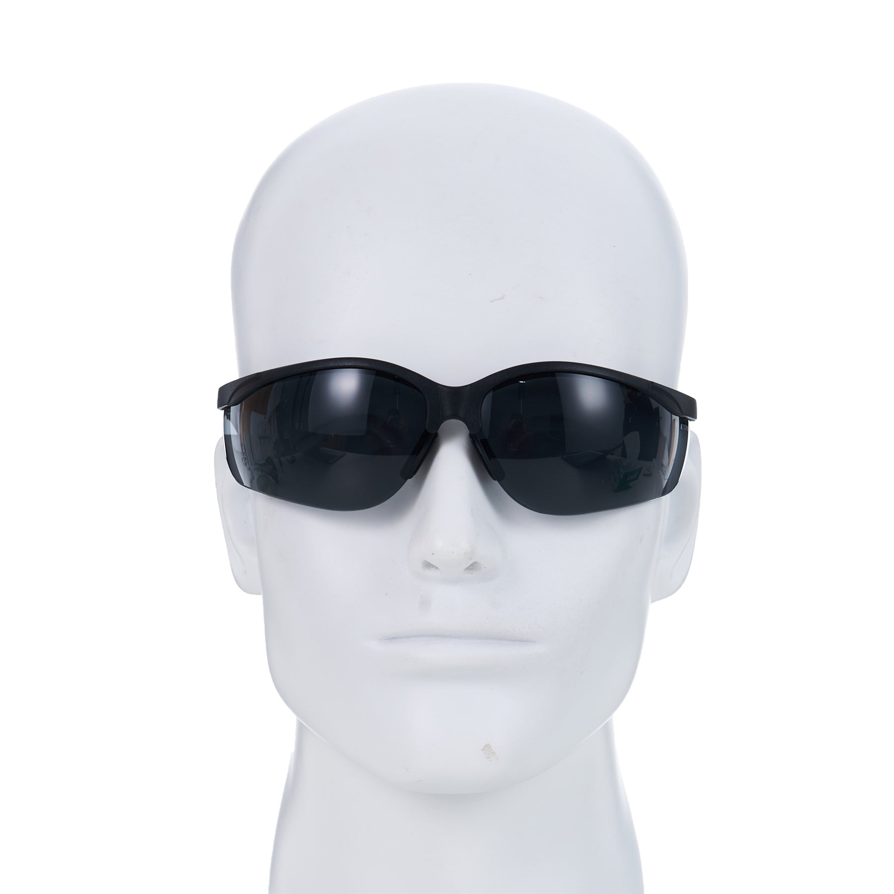 Half-Frame Glasses, Scratchproof, Anti-Fog, Smoke, Blk, 1 ct
