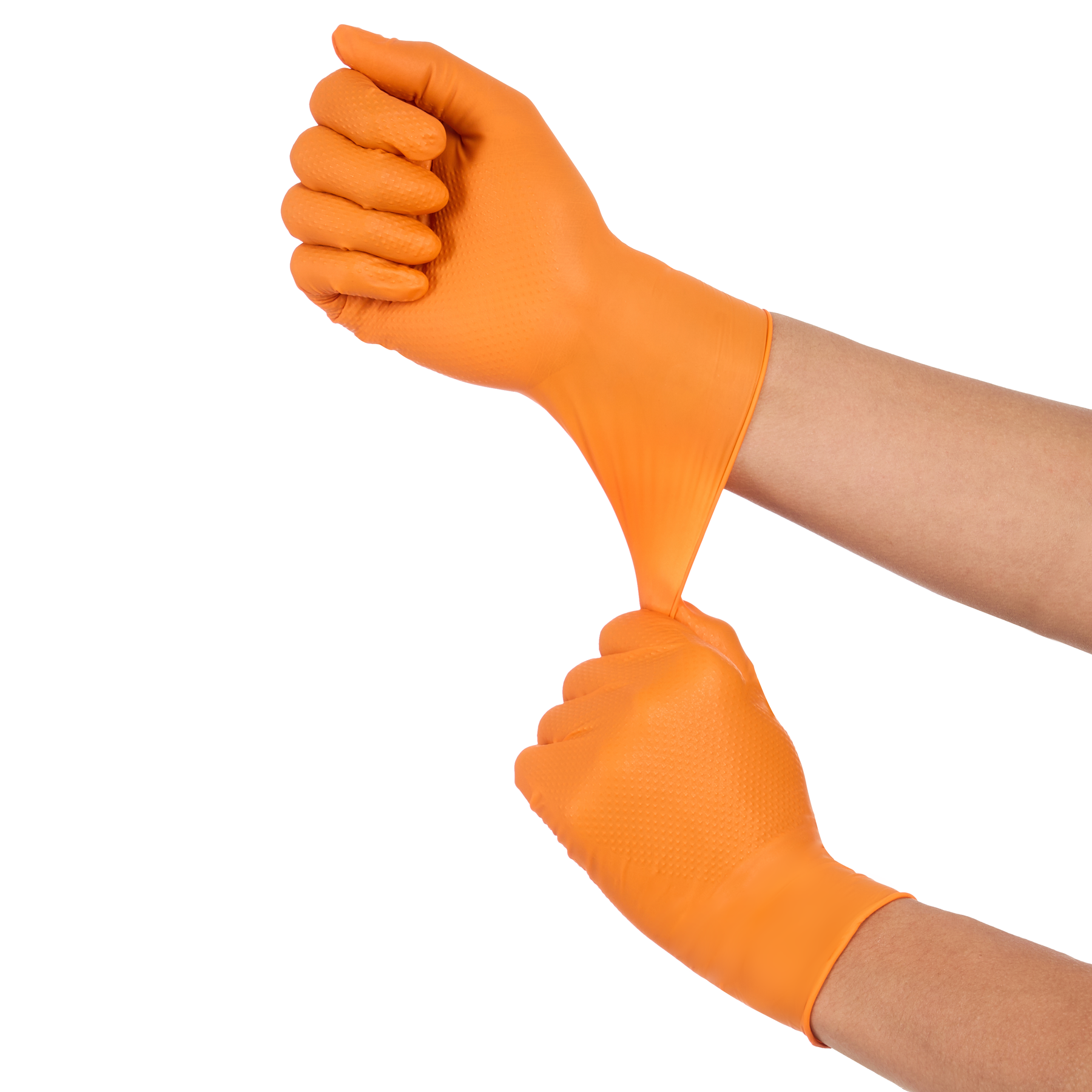Disposable Nitrile Gloves, 6 mil, Diamond, Orange, S/7, 100 count