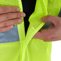 High-Visibility Vest, ANSI Class 2, Lime, XL, Hook-and-Loop, Bag of 10