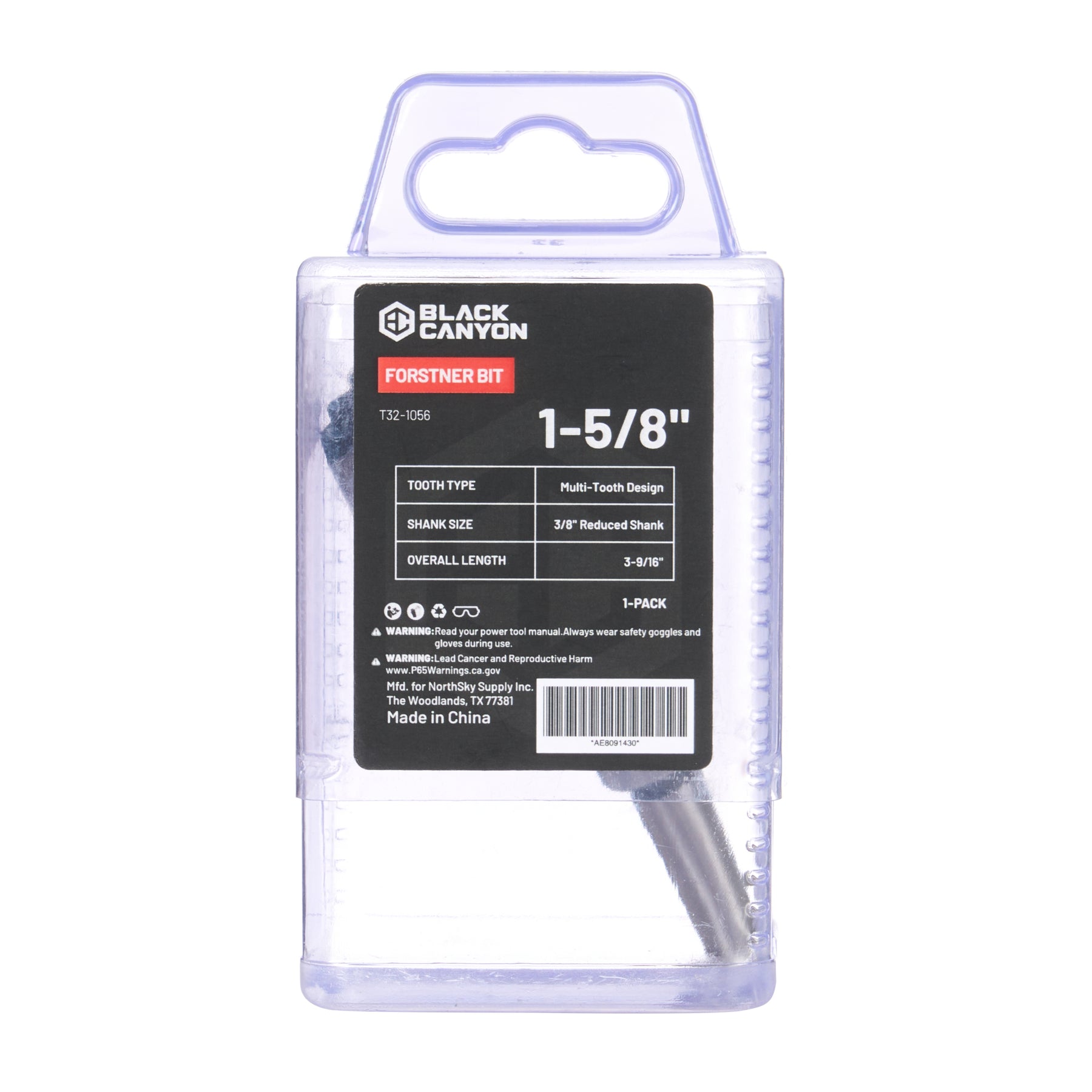 1-5/8" Forstner Bit, 3/8" Straight Shank, 1 pc