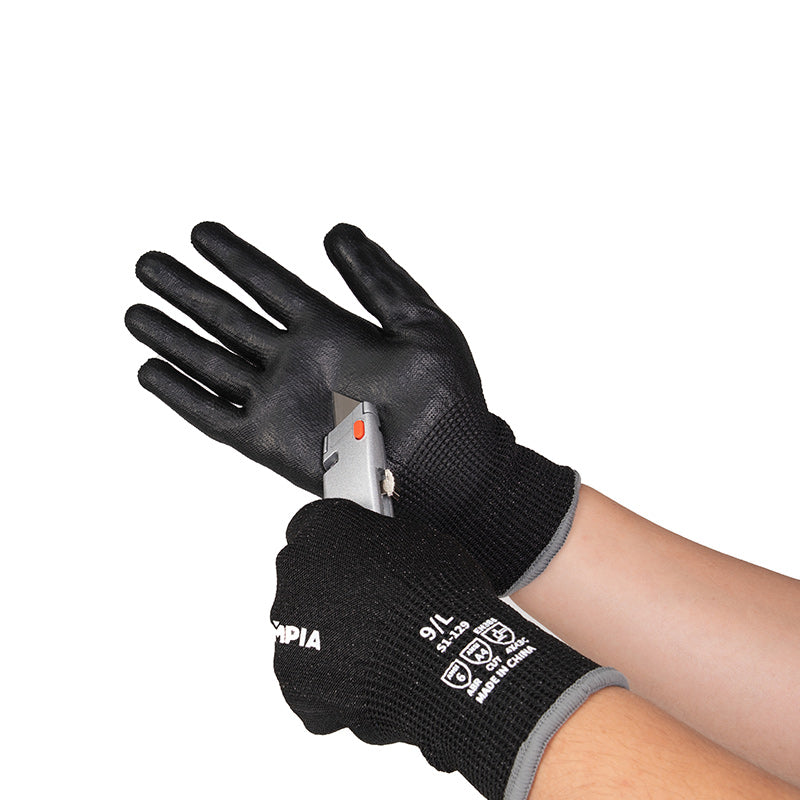 Cut-Resistant Gloves, XXL/11, Sandy, Black, Cut Level A4, 12 Pairs