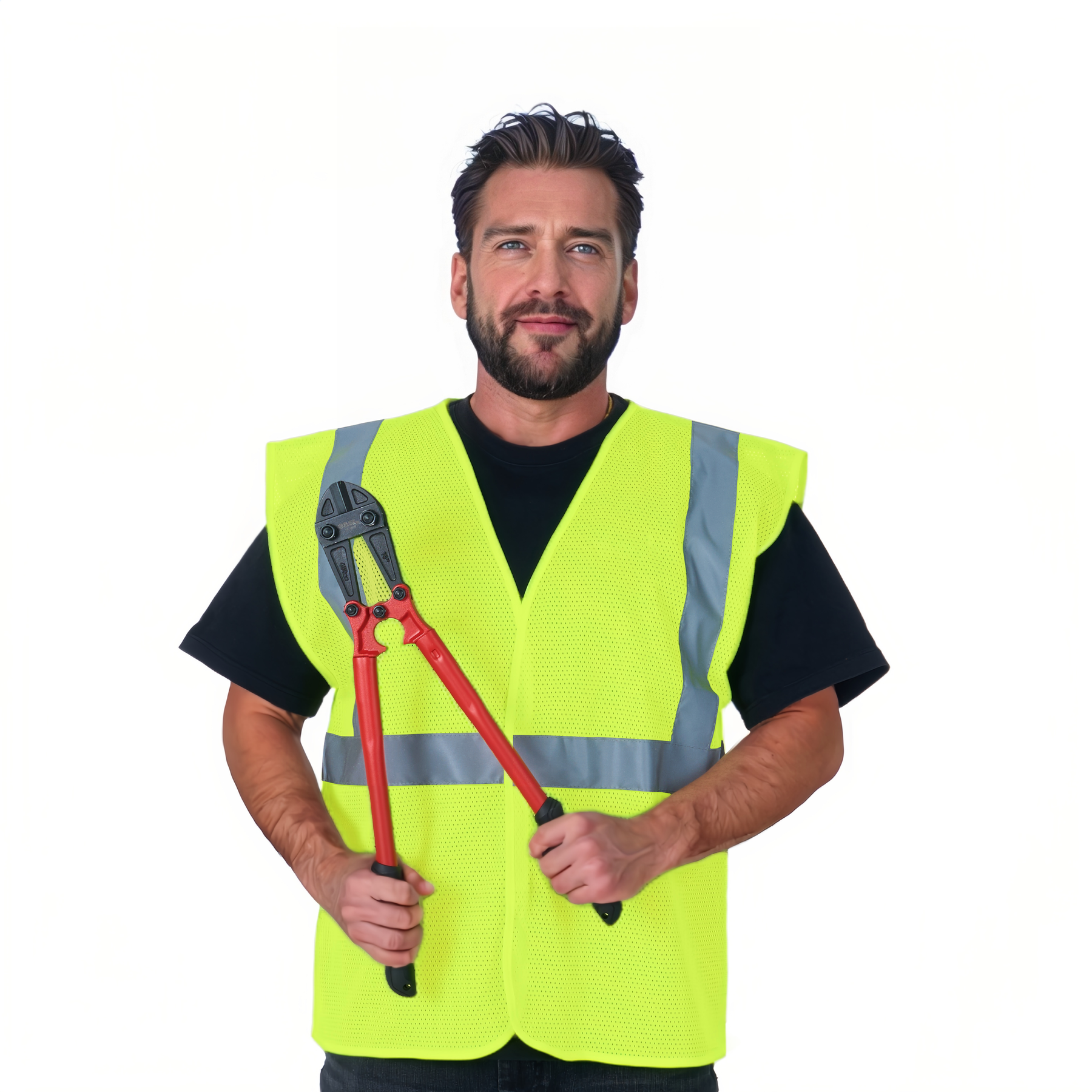 High-Visibility Vest, ANSI Class 2, Lime, XL, Hook-and-Loop, Bag of 10