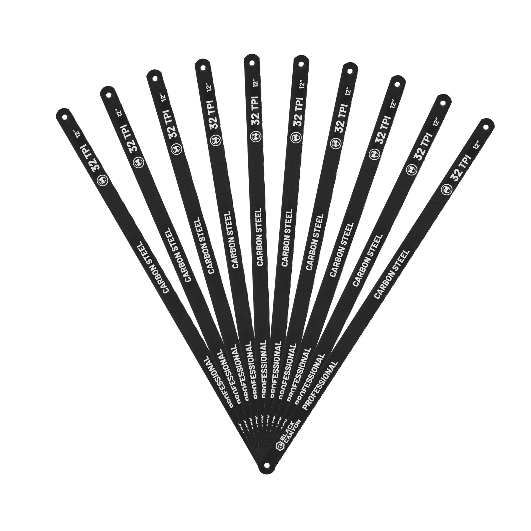 12" Hacksaw Blades, 32 TPI, Carbon Steel, 10 pcs